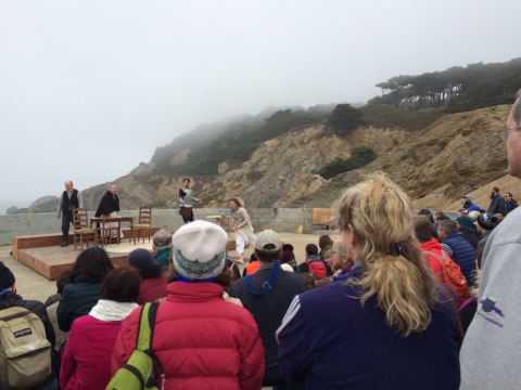 This is an example of intangible heritage at the restored and cleaned ruins of the 19th/20th century Sutro Baths. In June 2015 WePlayers performed a site-specific production of the play Ondine. Act 1 was at Point Lobos (here), Acts 2 and 3 were across the main road in Sutro Park. I was a volunteer in crowd control and production assistance. Sutro Baths is part of the Lands End Nation Park (GGNR). Sutro Park is not. by Ruth Tringham